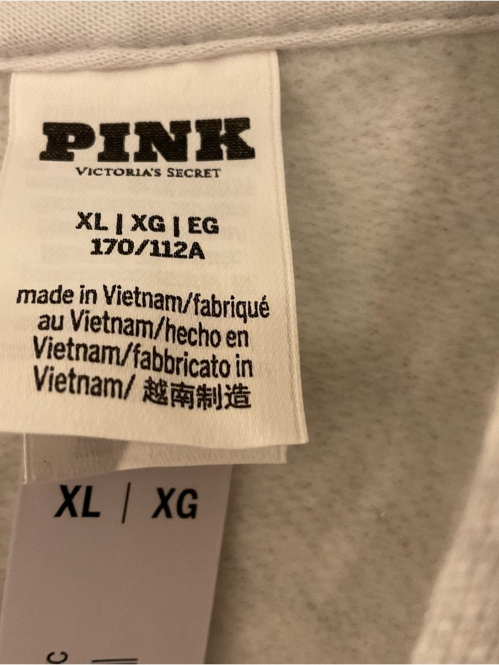 PINK Victoria’s Secret Campus Fleece Full Zip Hoodie - NWT - XL Snow Heather - Picture 7 of 9